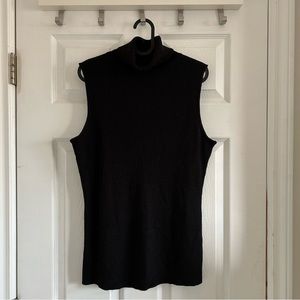Black Ribbed Sleeveless Turtleneck